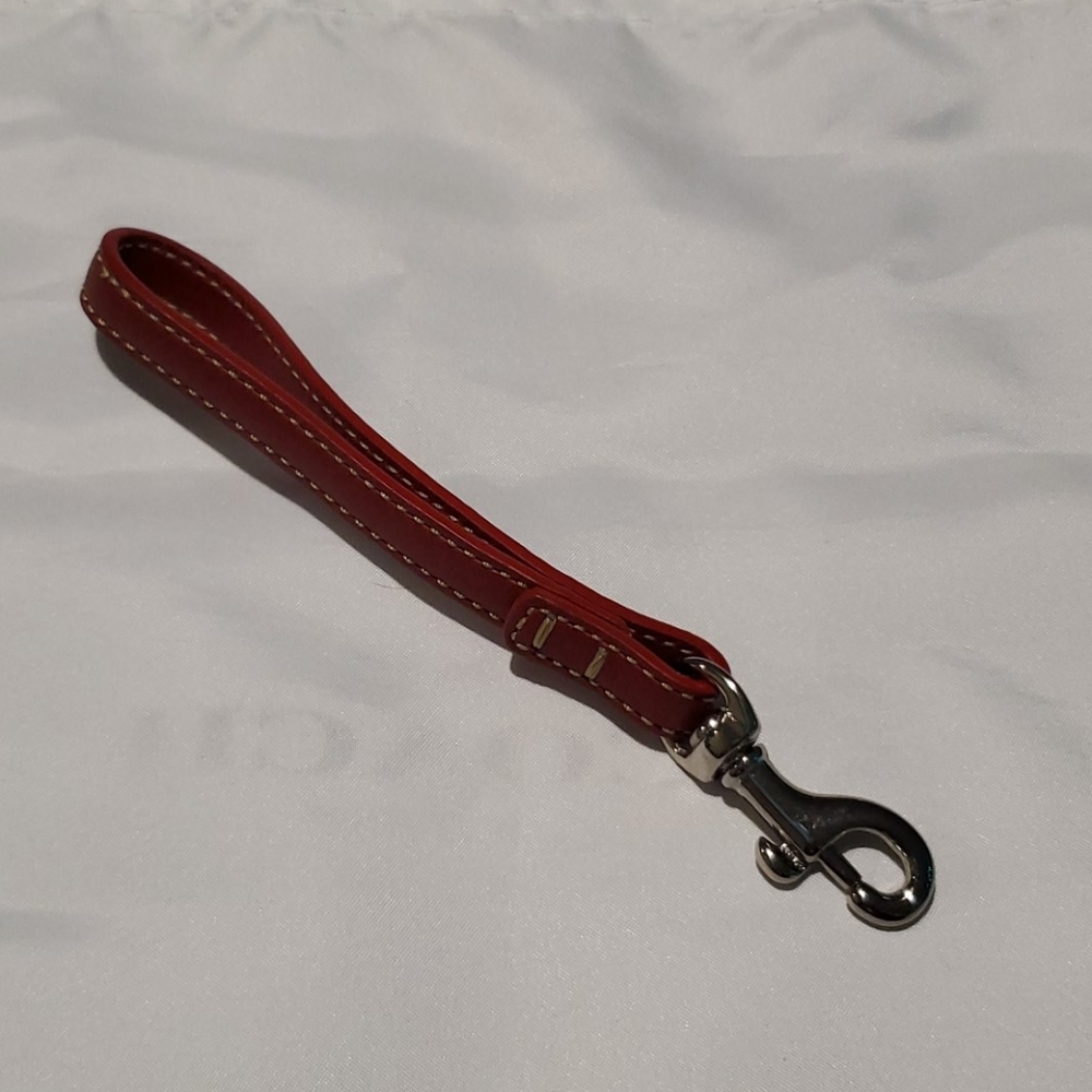 Small Coach Wristlet Strap Red on Red w/Tan Stitch